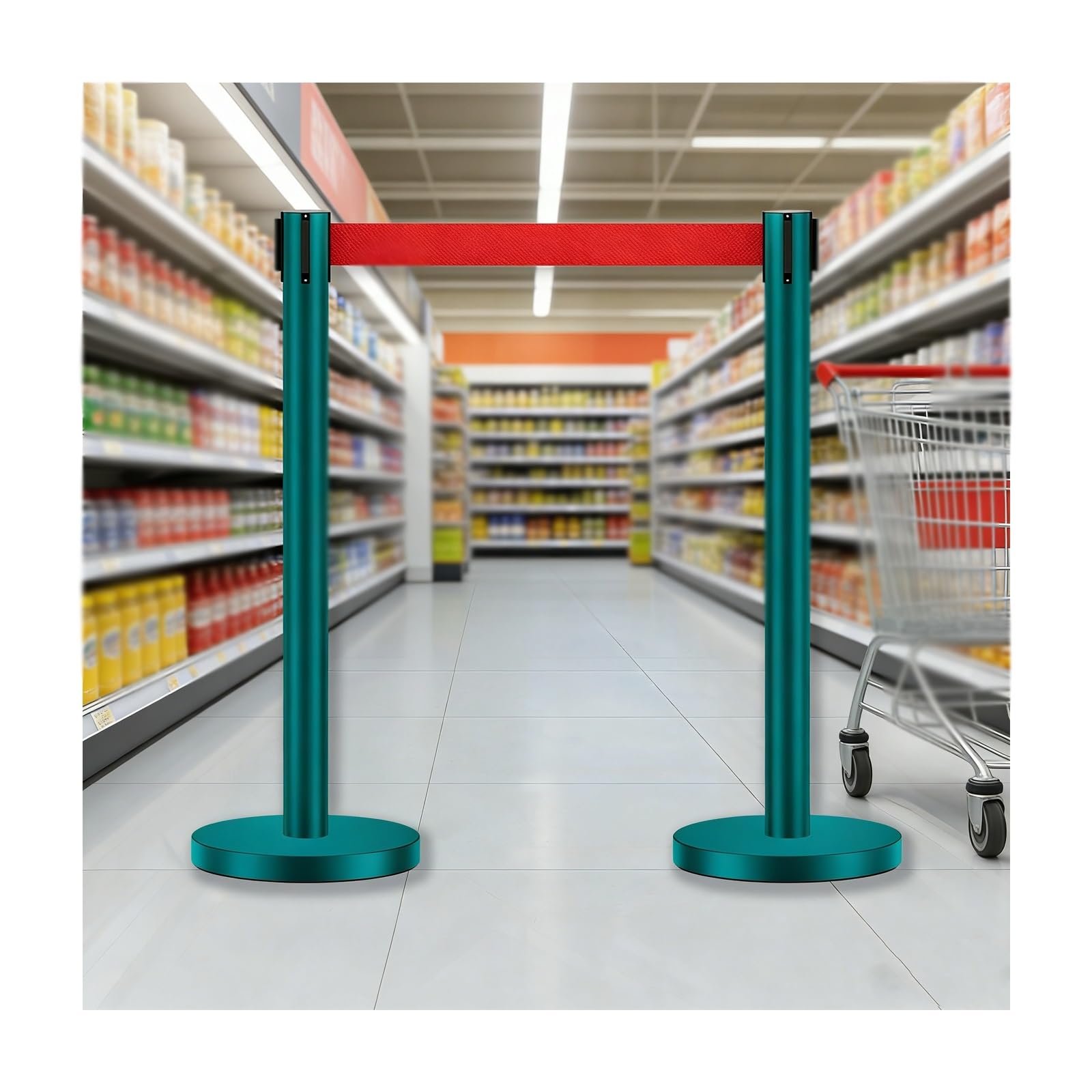 Barrière de ceinture rétractable haut de gamme dorée avec poteaux en acier stable