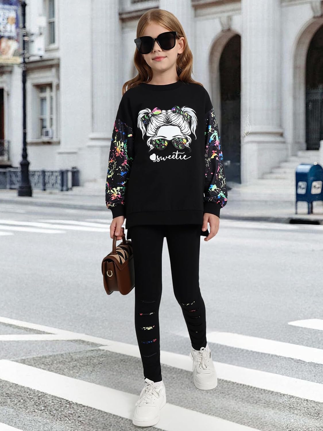 Girls 2 Piece Outfits Teen Girl Cotton Clothes Sweatshirt and Leggings Fall Winter Pullover Sweatsuit Tracksuits - Image 4