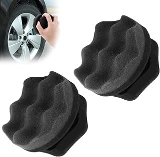 2 PCS Tire Shine Applicator Pad,Hex Grip Tire Dressing Applicator Polishing Sponges Pads,Reusable Tire Shine Sponge Wave,Tire Shine Brush,Car Detailing Sponge for Auto Polishing Cleaning Waxing