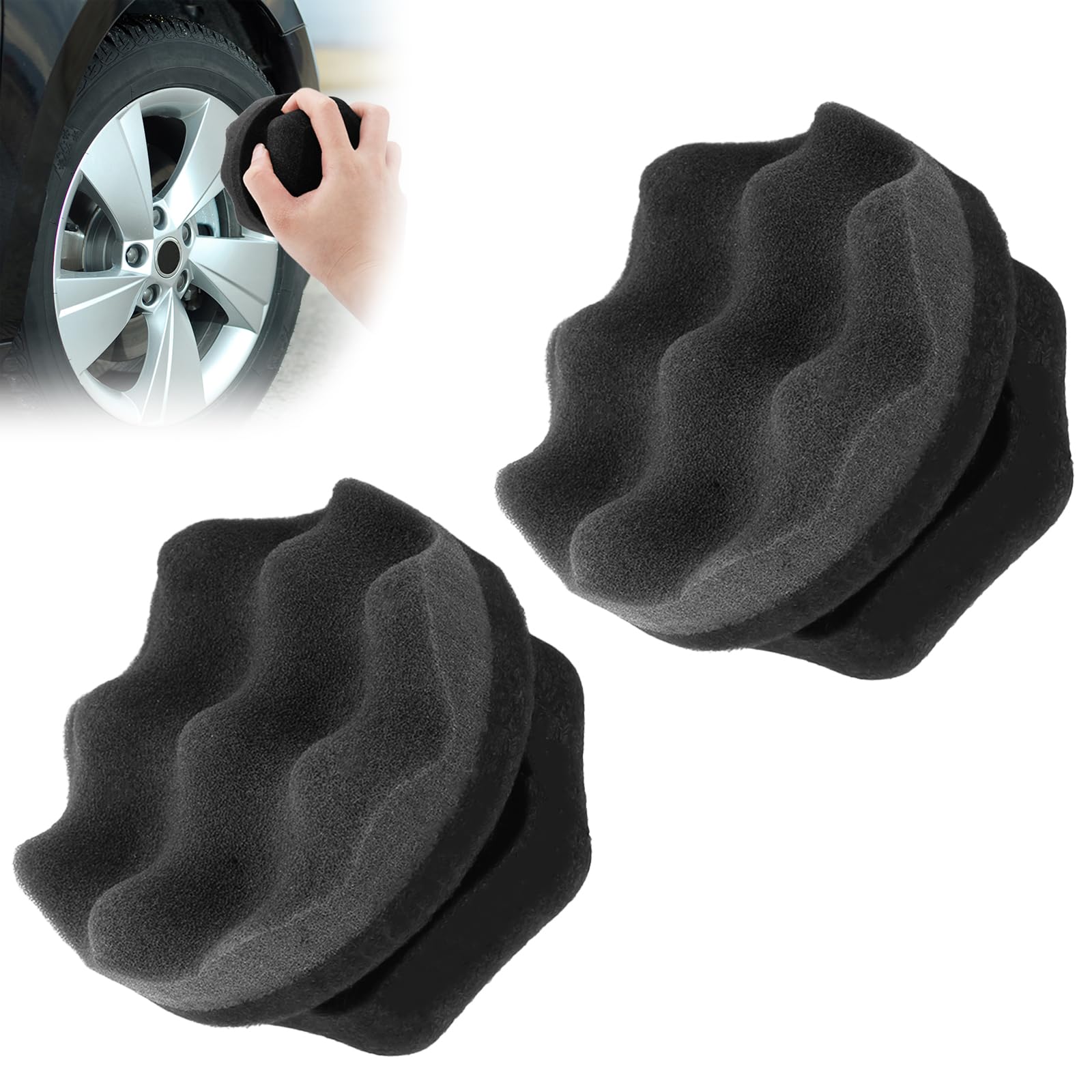 2 Pack Tyre Dressing Applicator Pad,Tire Shine Applicator,Reusable Hex-Grip Tyre Gel Applicators Washable Tire Brush Car Detailing Sponge for Auto Polishing Cleaning Waxing