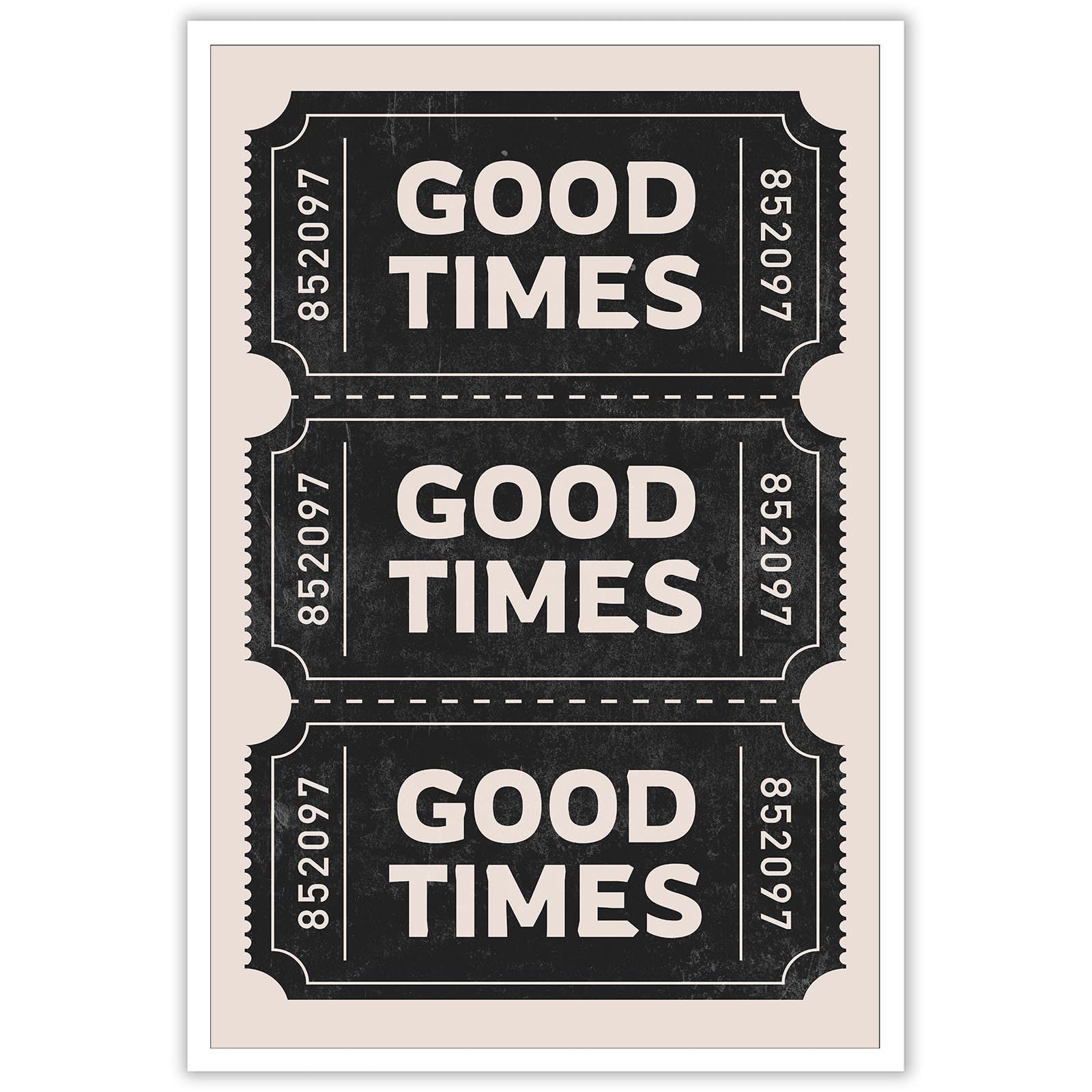 Vintage Black Good Times Ticket Print Poster Trendy Retro Black Room Aesthetic Wall Art Bar Cart Canvas Art Prints For Girly College Dorm Apartment