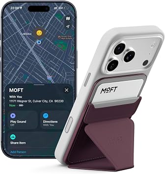 MOFT MagSafe Wallet Stand with Apple Find My, Ultra-Slim Trackable Strong Magnetic Phone Card Holder, 3-in-1 Multi-Angle Adjustable Phone Stand for iPhone 17/16/15/14/13/12 Series, Blackberry