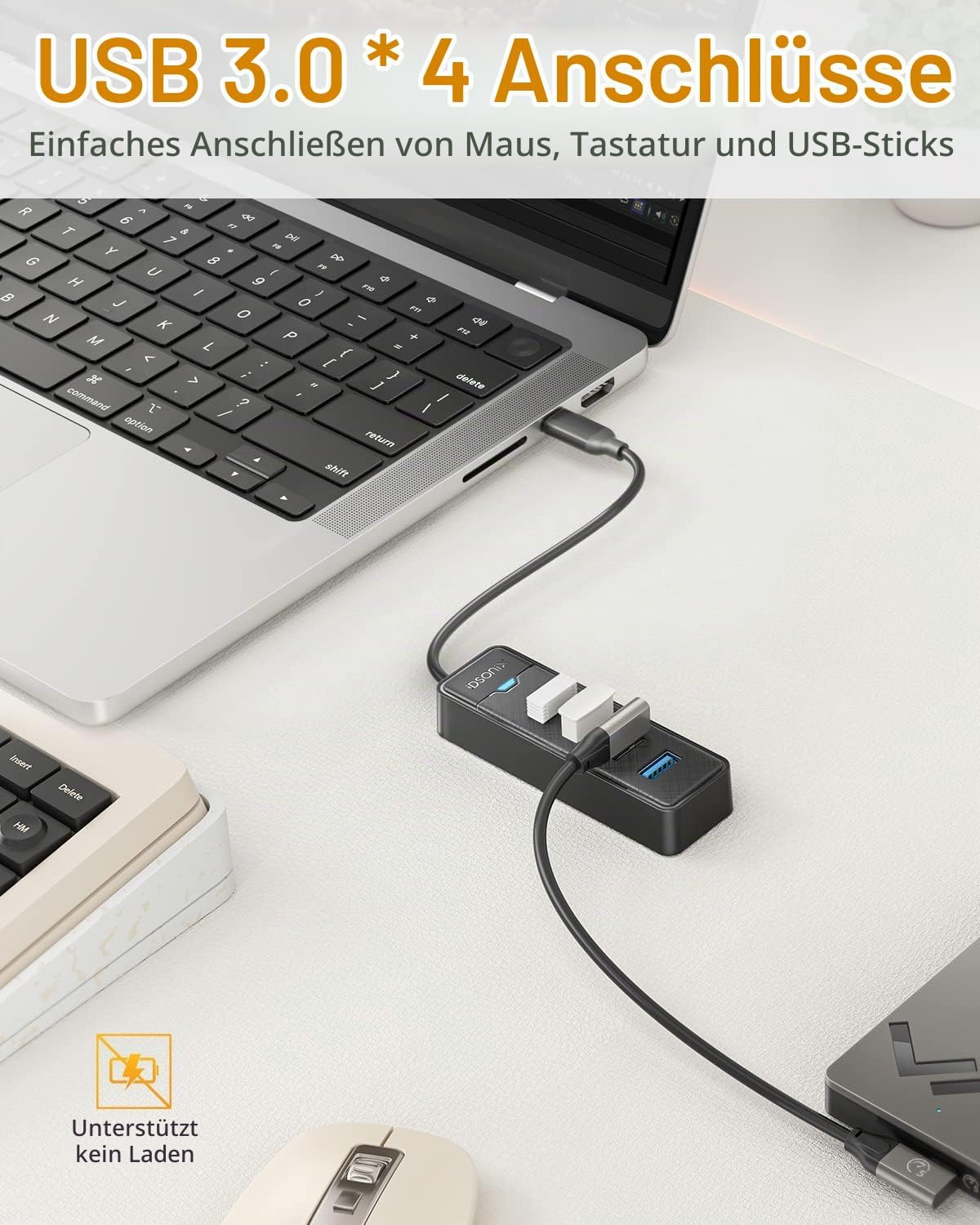 iDsonix USB C Hub, 4 Ports USB C Verteiler Multiport Adapter, 5Gbps USB 3.0 Data