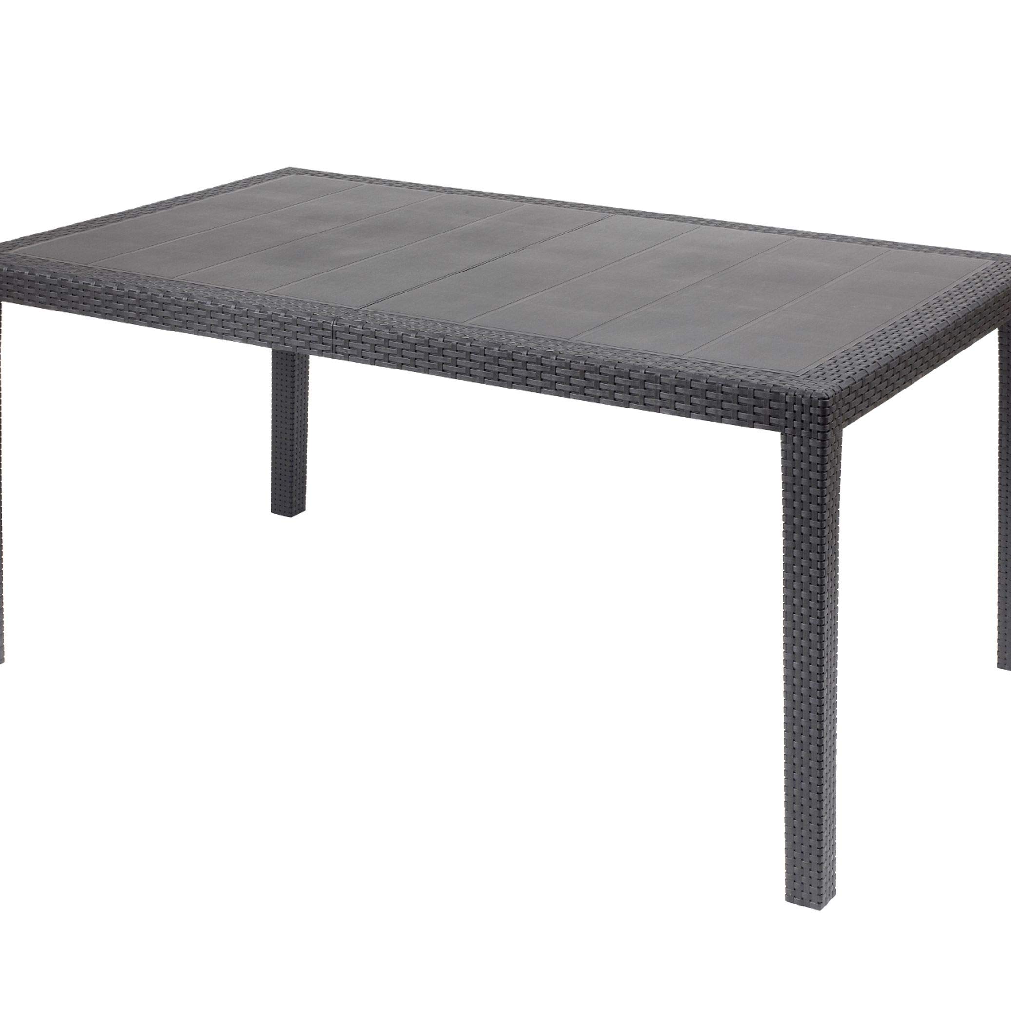Tavolo Fisso Intrecciato Stile Rattan Plastica Antracite 150x72x90 cm