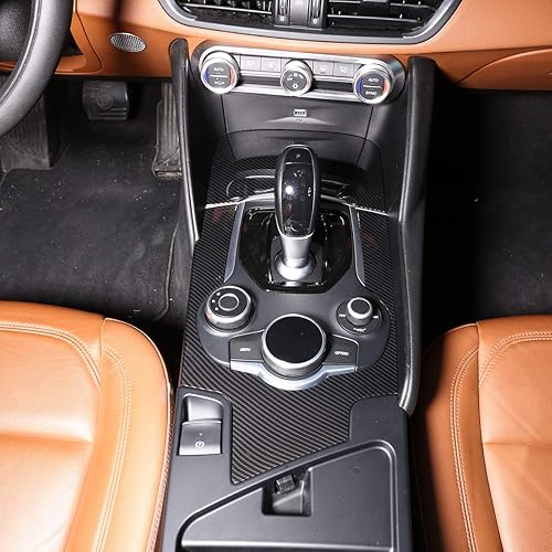 Miniatura 3 de CHEYA Fibra de carbono ABS para Alfa Romeo Giulia 2017-2019 Interior del coche consola central cambio panel cubierta ajuste auto accesorios