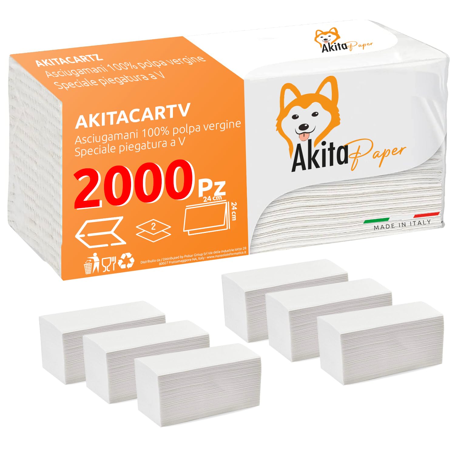Asciugamani Monouso AkitaINK 2000 Pezzi - Carta 2 Veli 24x24 Cm Made In Italy - Foto 8