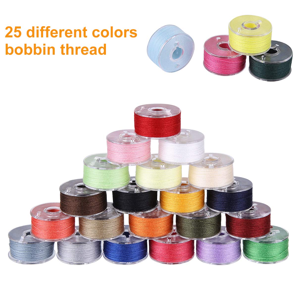 25 bobinas e hilo de coser con funda, juego de bobinas preenrolladas para coser a mano y a máquina, colores surtidos, herramientas perfectas para bricolaje