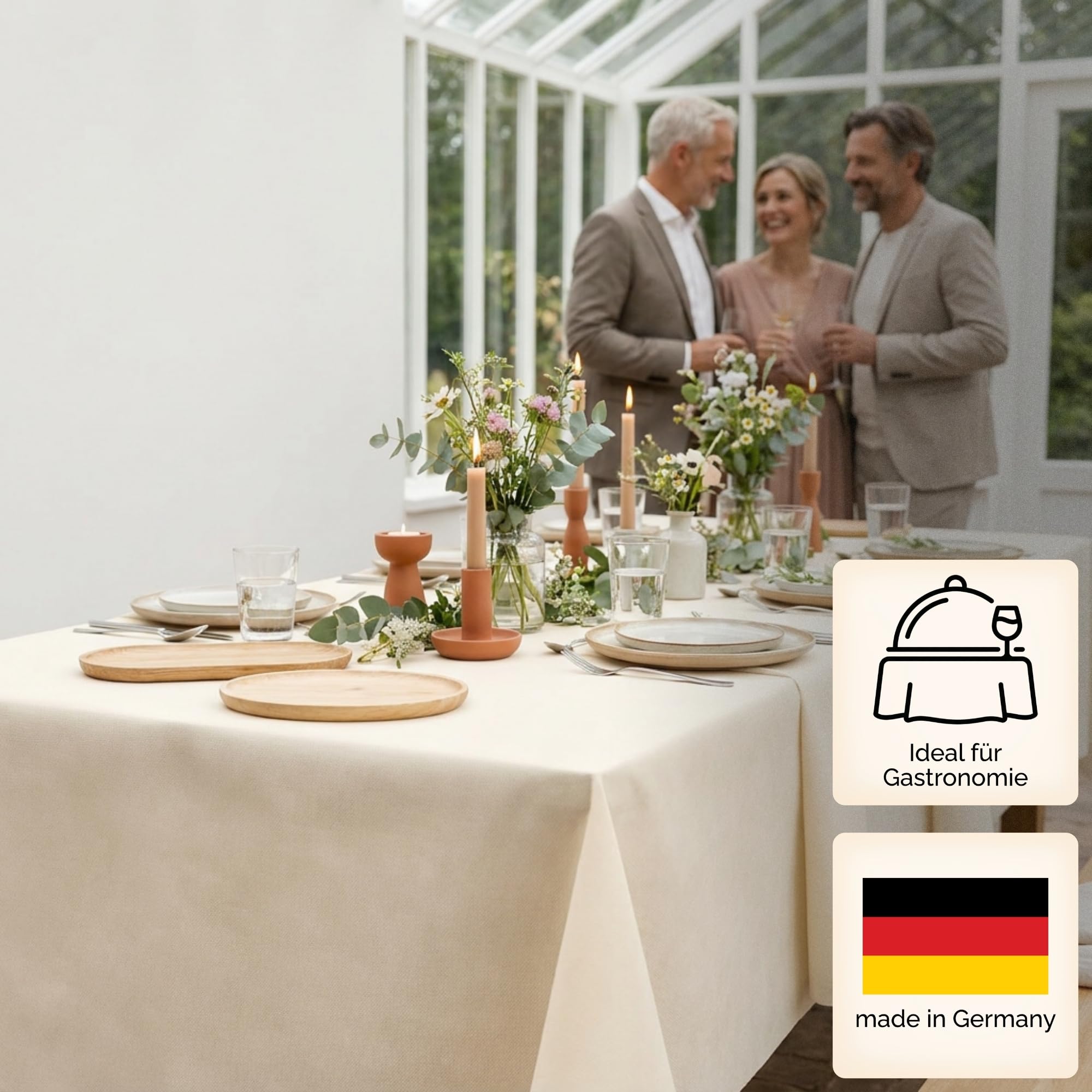 Sensalux Nature Vlies Tischdeckenrolle 1,18 x 40m, Perle | Vlies Tischdeckenrolle abwaschbar & wasserabweisend, stoffähnliche Meterware für Party, Geburtstag, Event & Catering