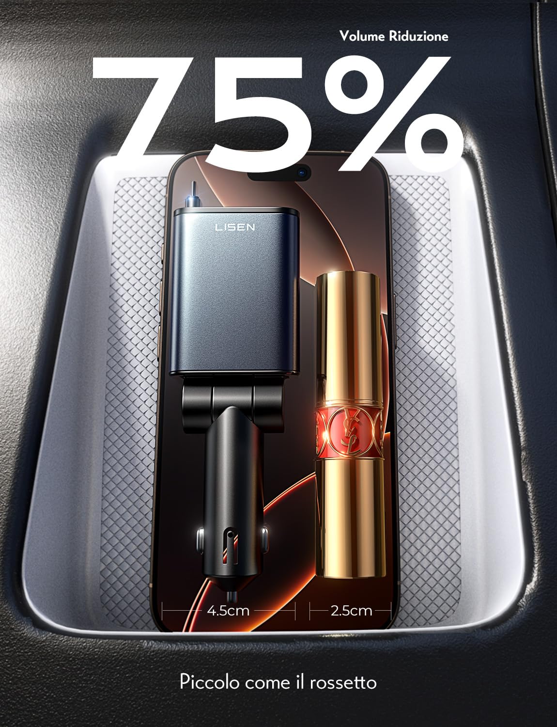 LISEN Caricatore Auto USB C 57 W【2025 Super Mini 】Accendisigari USB C【75% Più Piccolo】Ricarica Rapido Caricabatterie, Regali per Lui fit iPhone 16 15 14 13 12 Pro Max iPad Galaxy S25 S24 Ultra