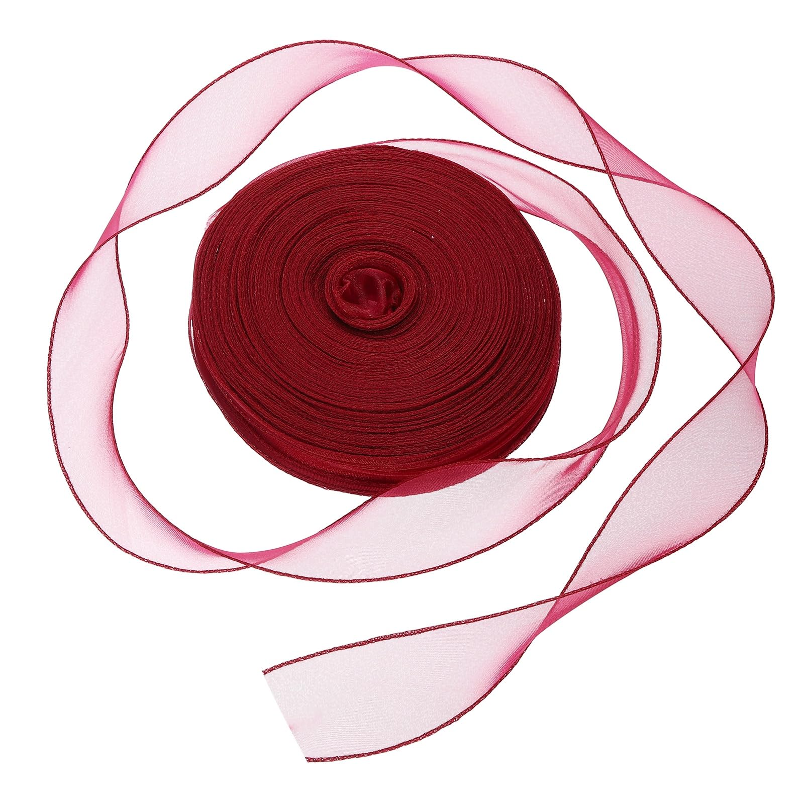Ruban en organza scintillant rouge vin pour mariage et fêtes