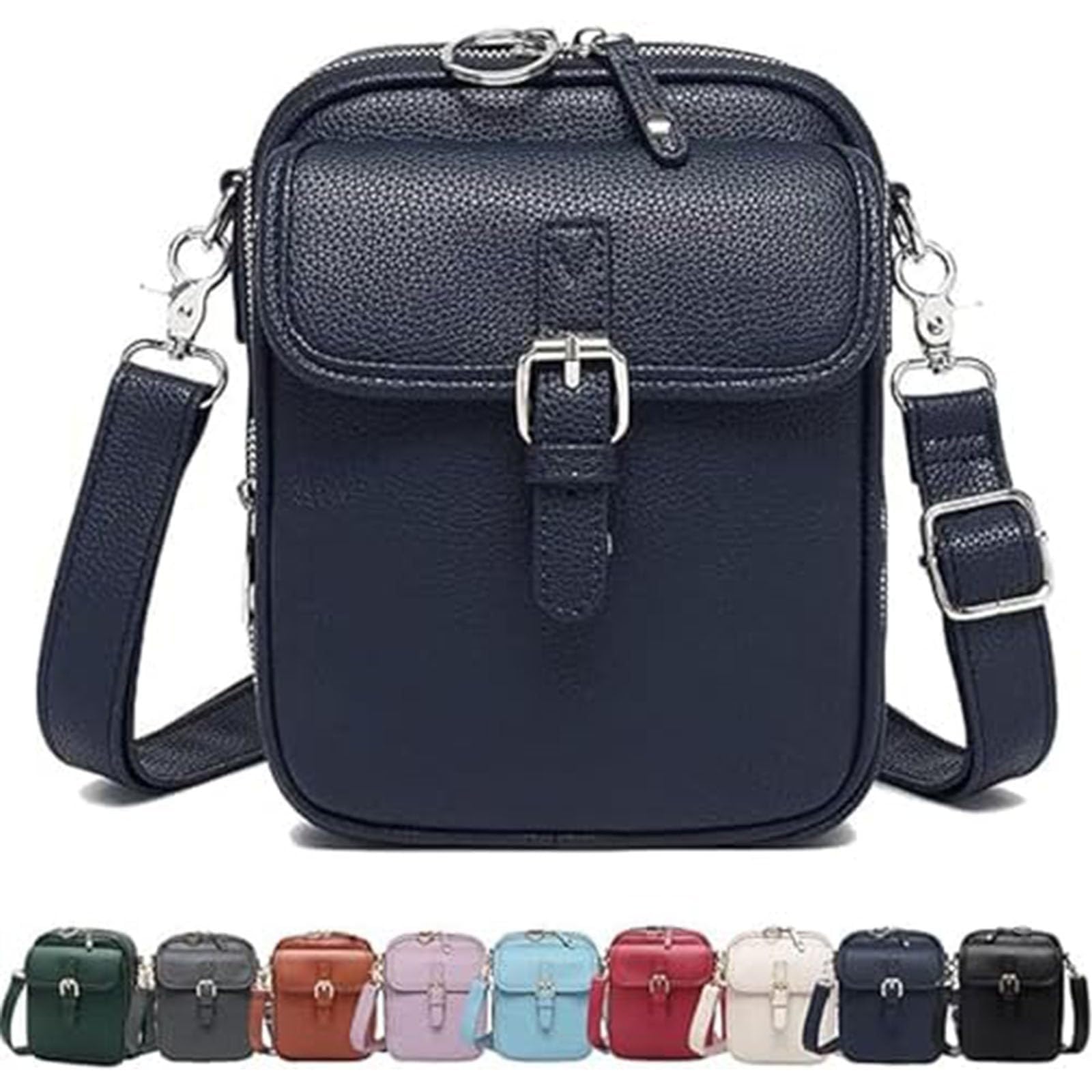 Leather Crossbody Bag for Women Anti-Theft Messenger Bag with Large Capacity Built-in Purse Card Slots Shoulder Sling Bag