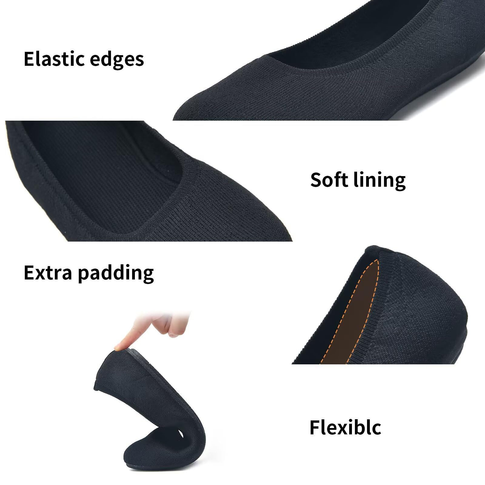 Puxowe Damen Ballerina Runde Zehe Stricken Flache Schuhe Komfort Weich Slip On Ballerina Walking Flats Schuhe für Frauen Niedriger Keil Lässig