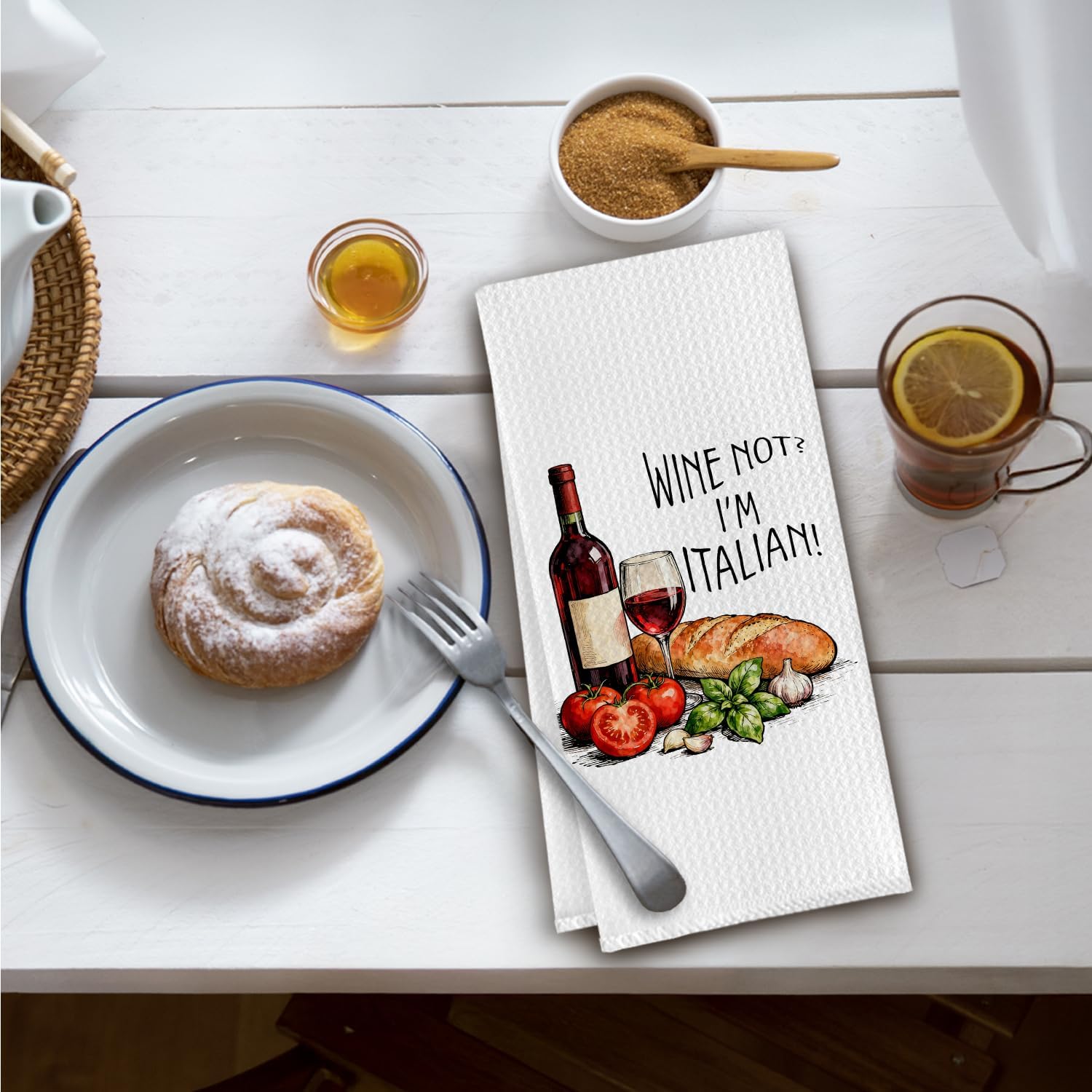 Funny Italian Wine Kitchen Towels,Gifts for Wine Lovers Drinkers Dish Tea Towels,Funny Italian Gifts Decorative Hand Towel for Kitchen Decor,16x24 Inch - Image 2
