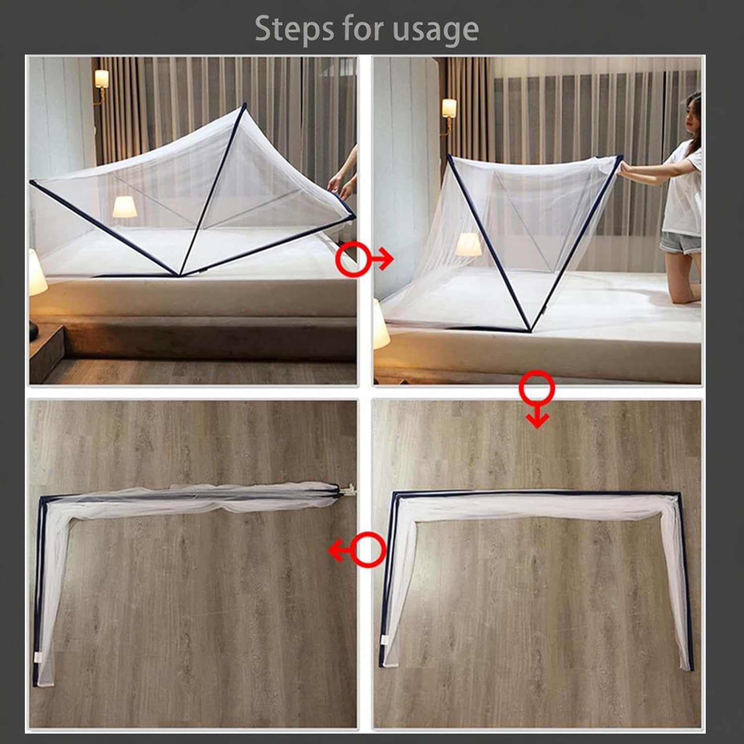 Portable Collapsible Mosquito Net Tent-Pop Up Collapsible Mosquito Netting for Indoor Outdoor Camping Travel, Home Dorm, Easy to Install(A,King Size 200cm (L)*100cm (W))