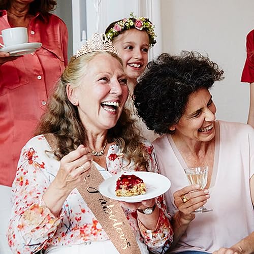 Miniatura 4 de CIEHER Juego de banda y tiara de 60 cumpleaños, decoraciones de 60 cumpleaños para mujer, corona de cumpleaños 60 para mujer, banda de 60 cumpleaños