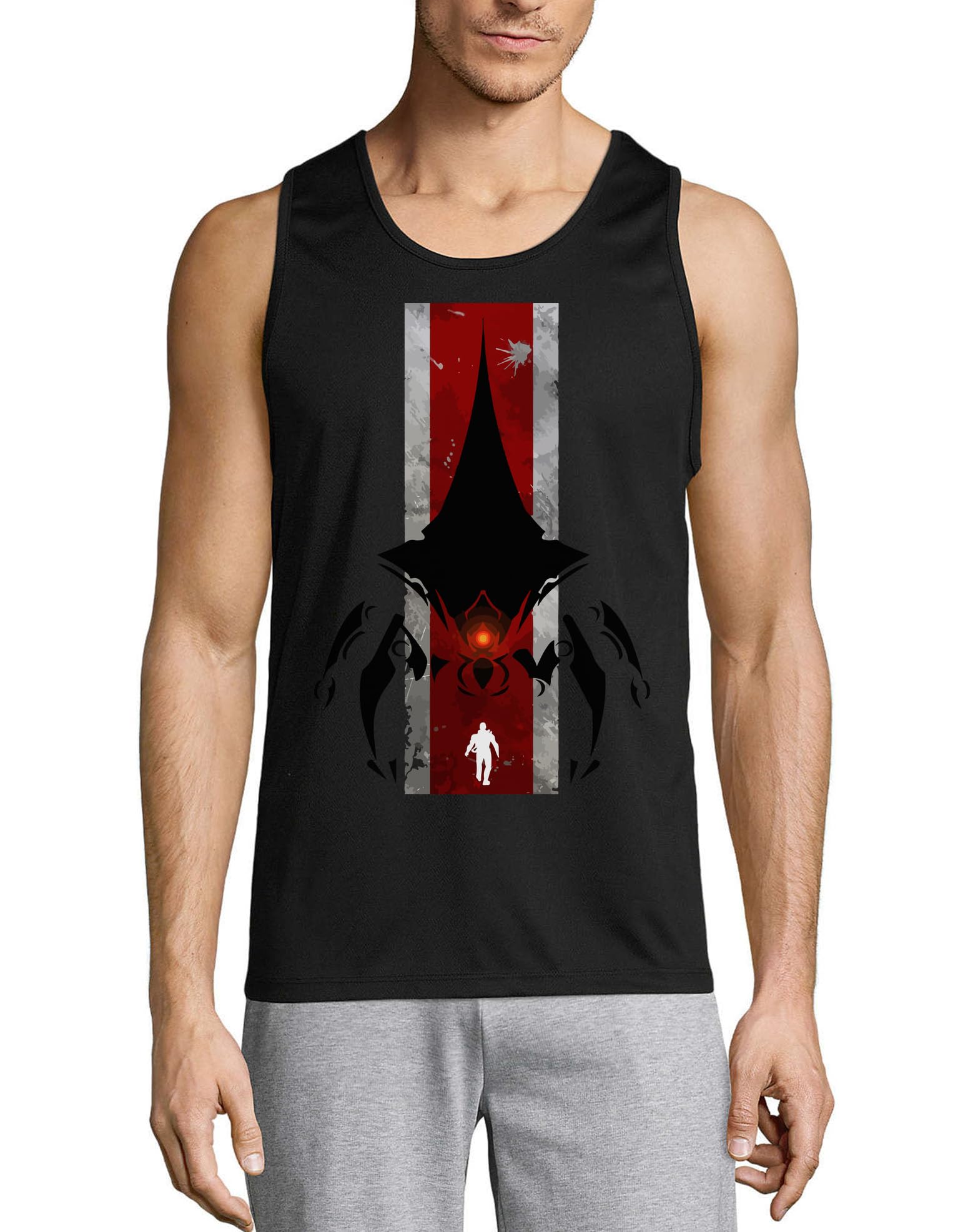 Camiseta sin mangas Massive Alien Art negra ropa de algodón verano hombre 3