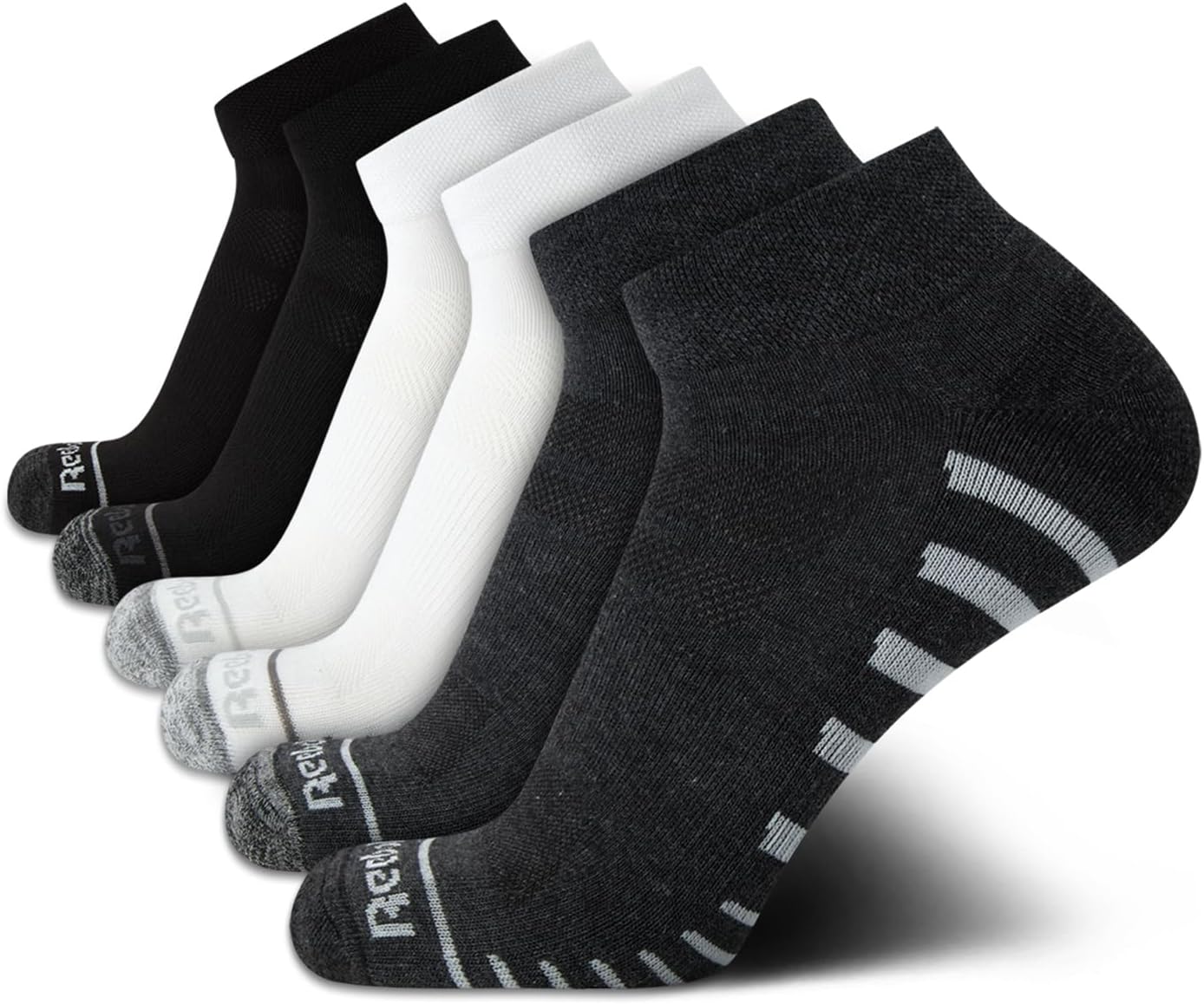 Reebok Mens Quarter Socks - 6 Pack Moisture Wicking Performance Stretch Athletic Ankle Socks for Men (Sizes: 6-12.5)