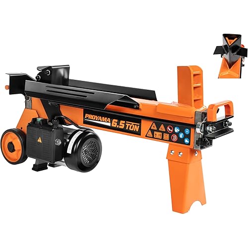 PROYAMA Log Splitter 6.5 Ton, Wood Splitter Electric Powered 15Amp, with Hydraulic Ram, Electric Firewood Splitting Machine, Horizontal
