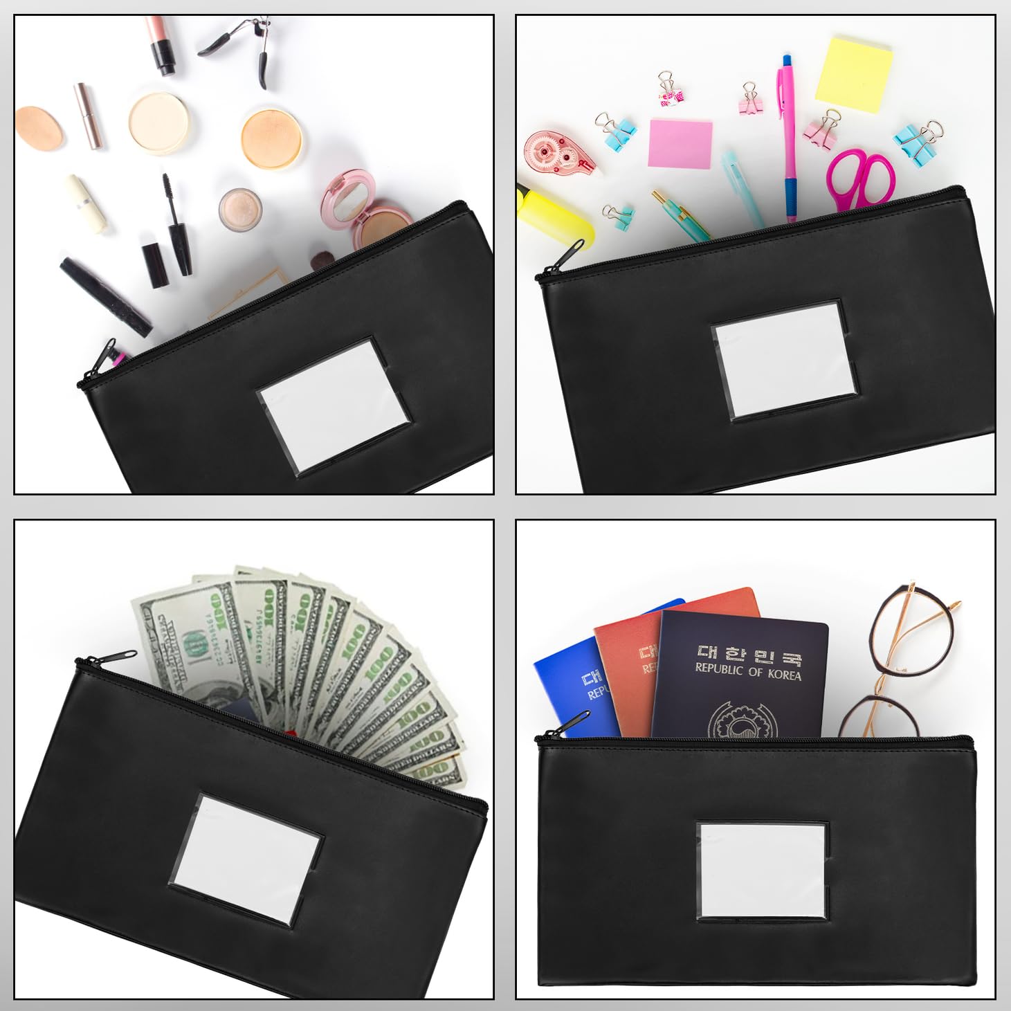 10 sacchetti per soldi con cerniera, sacchetti per deposito bancario, 28 x 15,5 cm, sacchetti per soldi, sacchetti per contanti, buste per soldi con etichetta per monete, cosmetici, fatture,