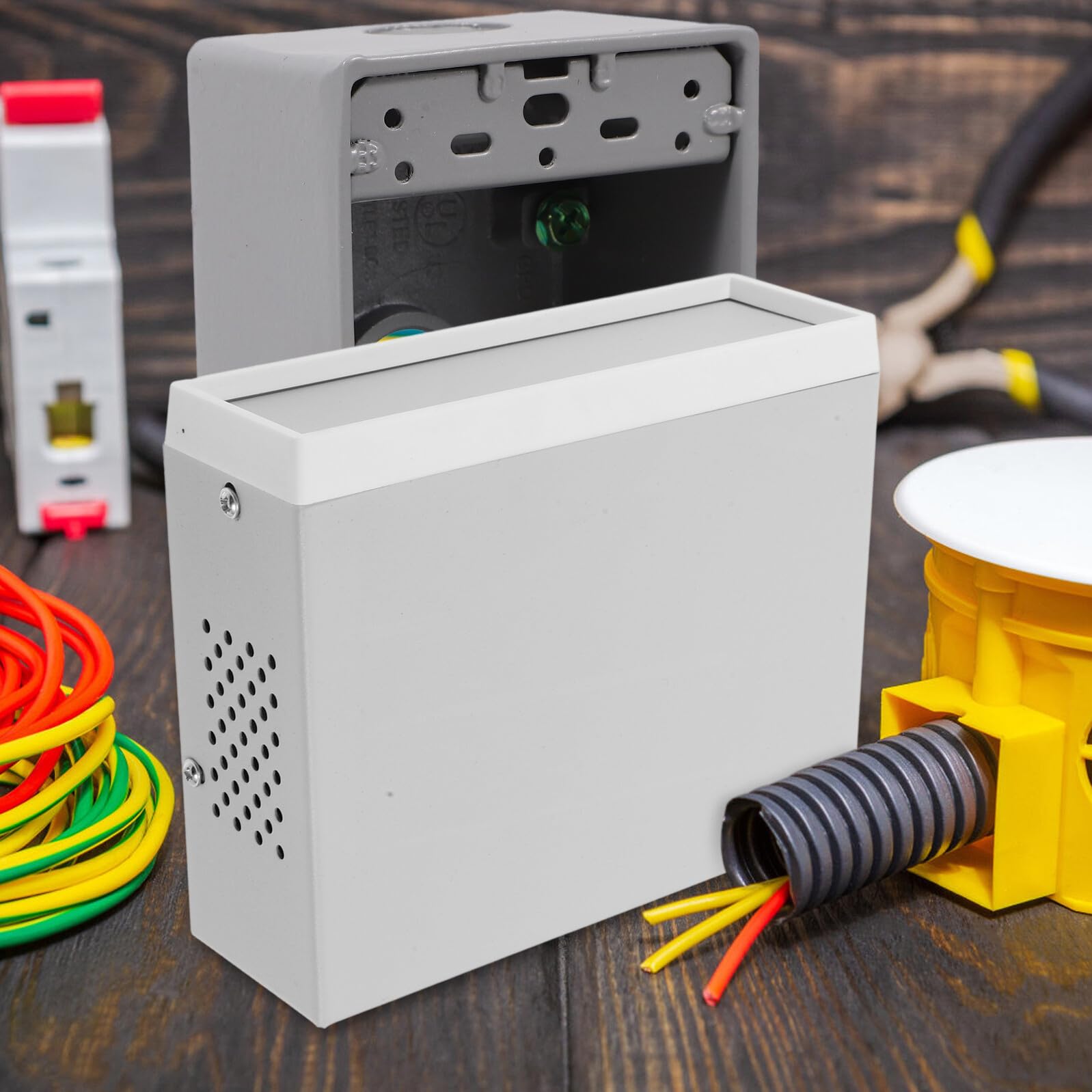 Scatola di Giunzione Elettrica in Ferro Design Multifunzionale Beige e Installazione Rapida Elegante e Pulito per Progetti Elettronici e Uso Fai-da-te