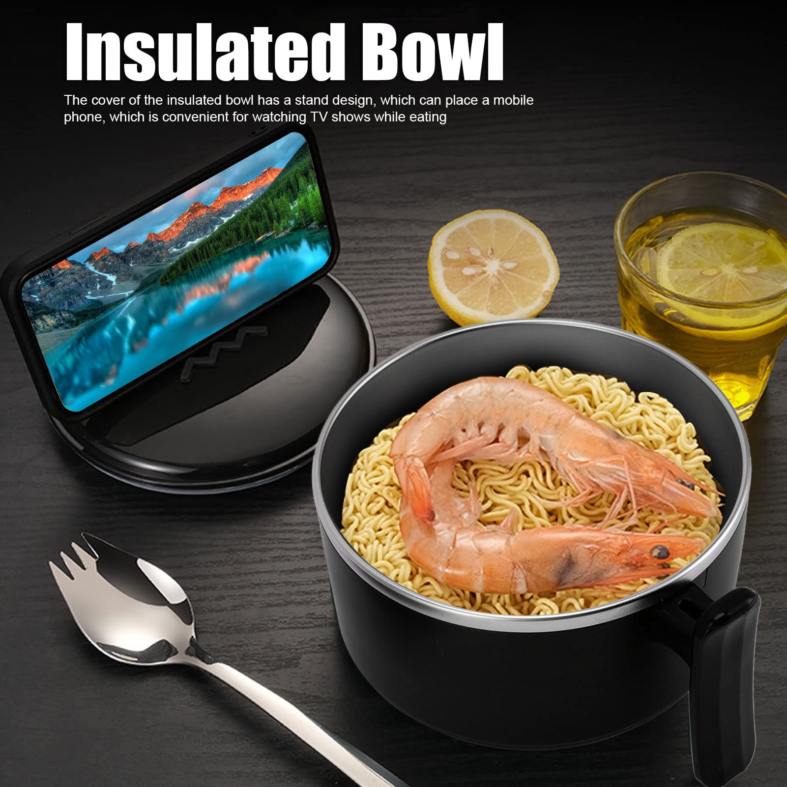 Soup Mug, Soup Bowl Noodle Bowls Noodle Bowl Microwave Ramen Bowl with Handles Hot Food Container Ramen Mug for Home(01)