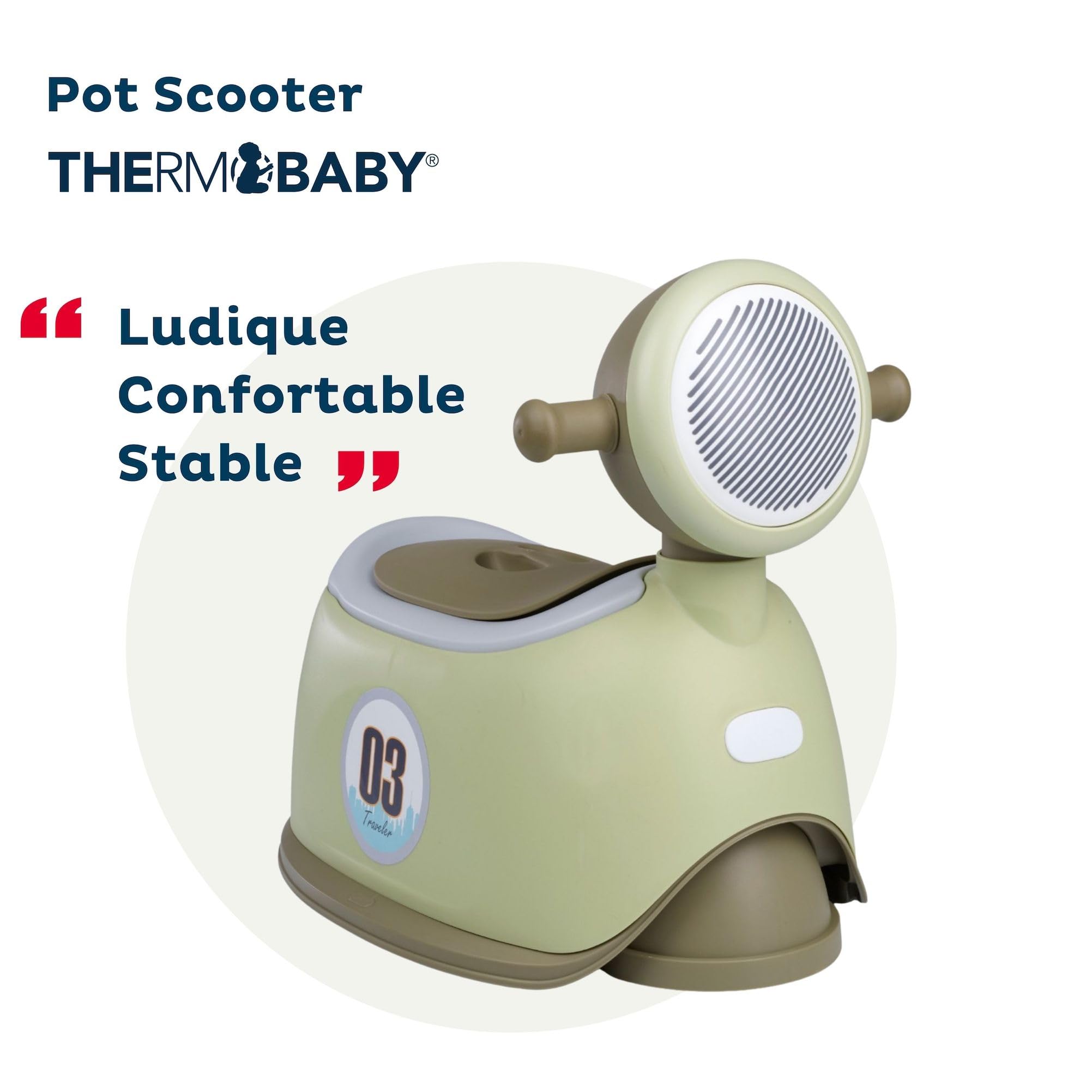 THERMOBABY - Pot ludique SCOOTER - Pot pour Bébé - Toilettes enfant - Pot d’apprentissage de la propreté - Vert - 18+ mois