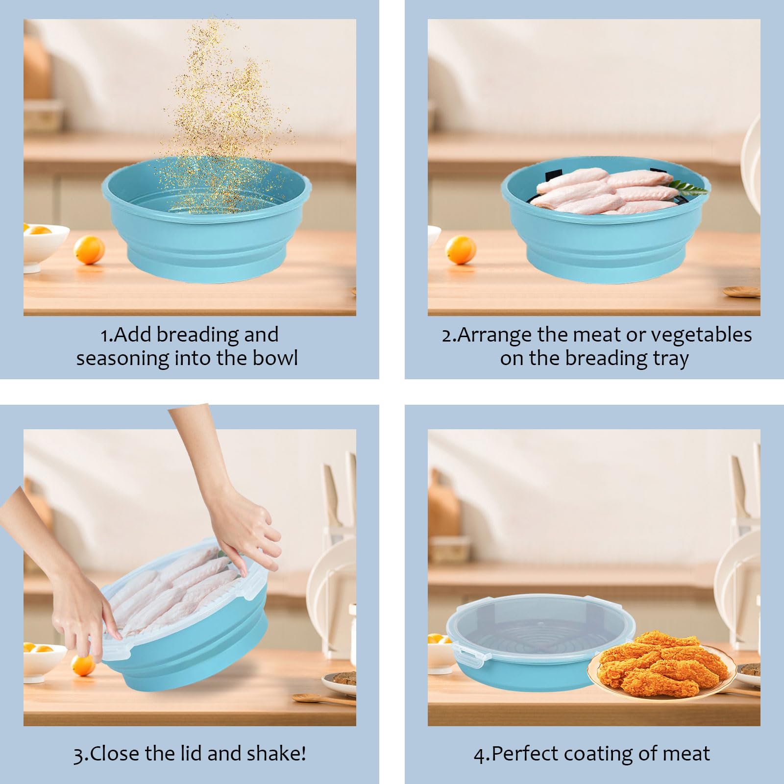 Breader Bowl Shaker Voor Frituren - 360 Graden Doorzichtige