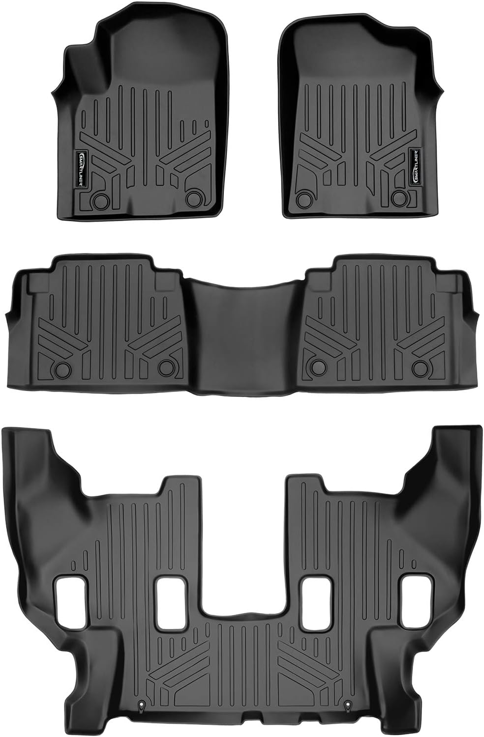 SMARTLINER All Weather Custom Fit Floor Mats 3 Row Liner Set Compatible with 2019-2024 Infiniti QX80