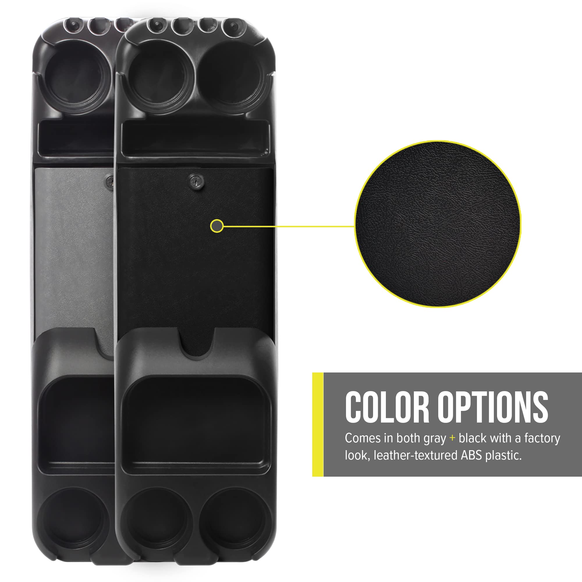 Moblorg Center Console for Minivans, SUVs, Middle Van Console, Extra Cup Holders, Large Storage, Made in USA (Black)