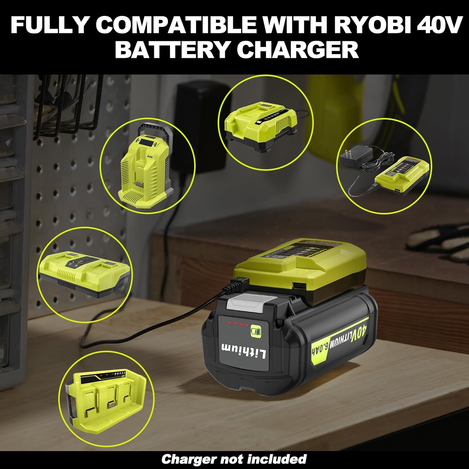 40V 6000mAh Lithium-Ion Battery Replacement for Ryobi 40v Battery, OP4020 OP4060 OP4040 OP4050 High Capacity Compatible with Ryobi 40-Volt HP Cordless Power Tools (Light Black)