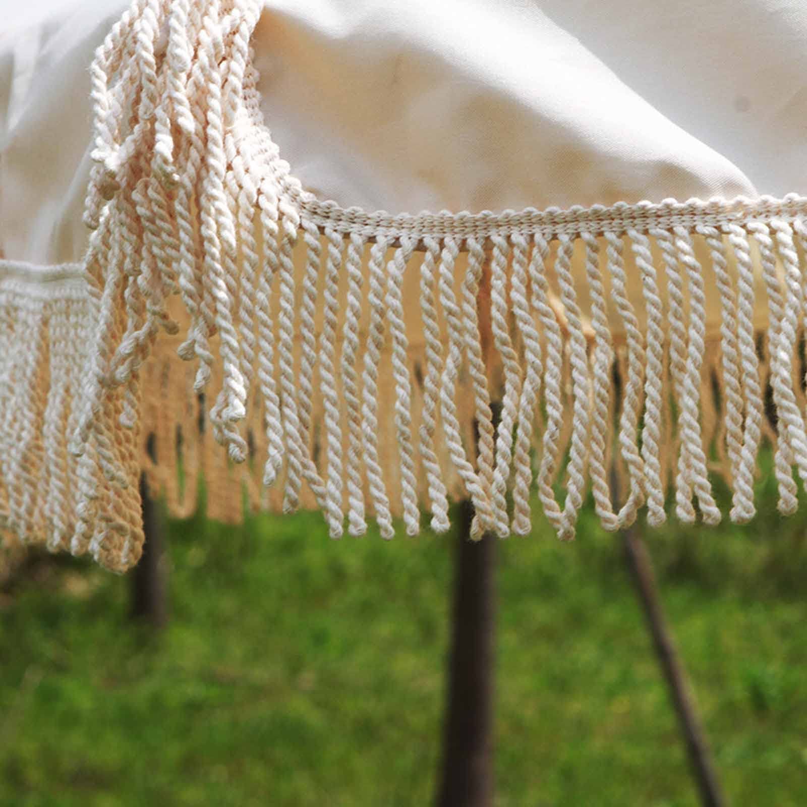Parasol, Beżowy Frędzel, Parasol Ogrodowy, Parasol Kempingowy, Parasol Plażowy Z Frędzlami, Ochrona Przed Słońcem,Wit