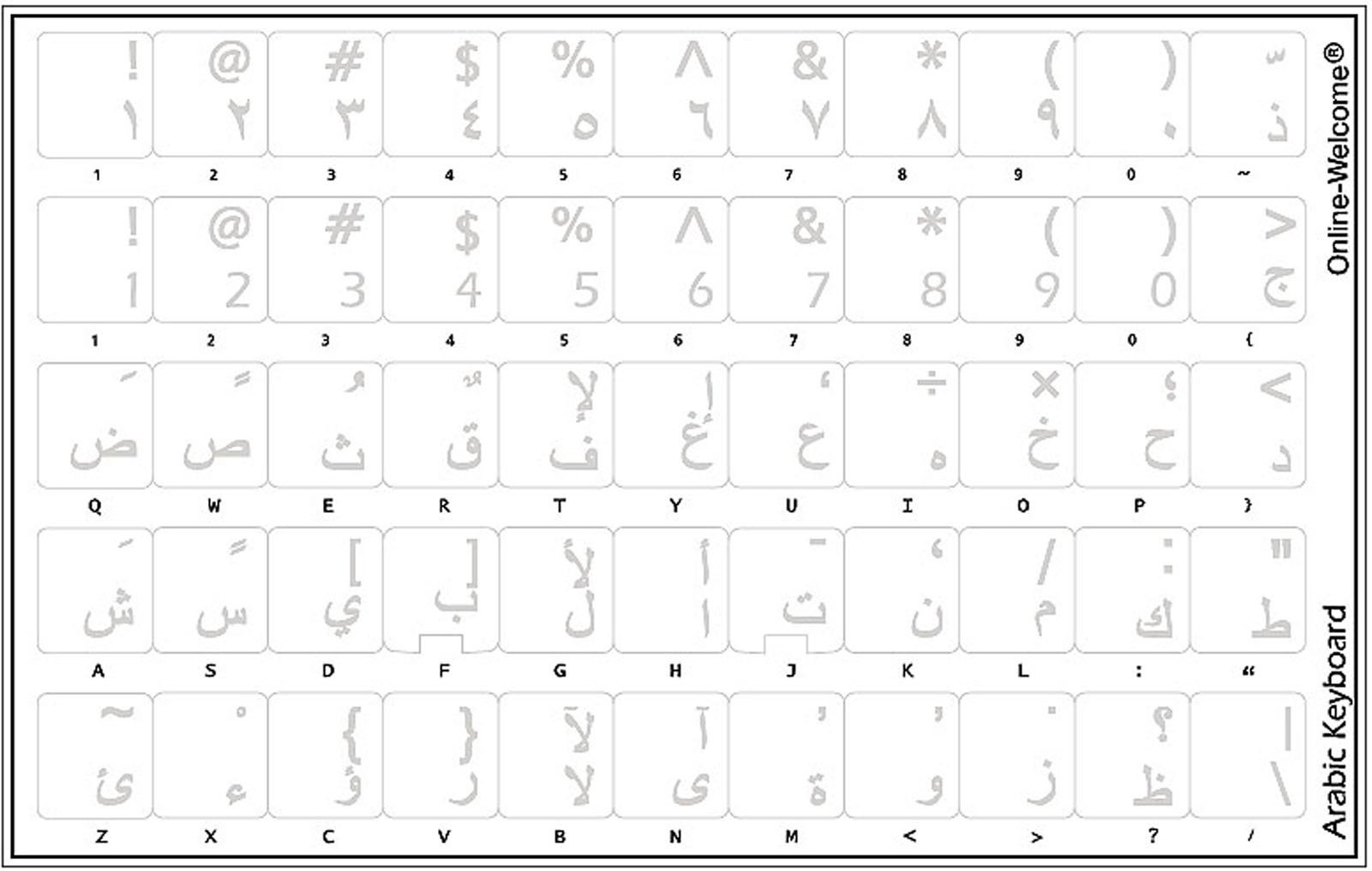 Online-Welcome Arabic Transparent Keyboard Sticker White