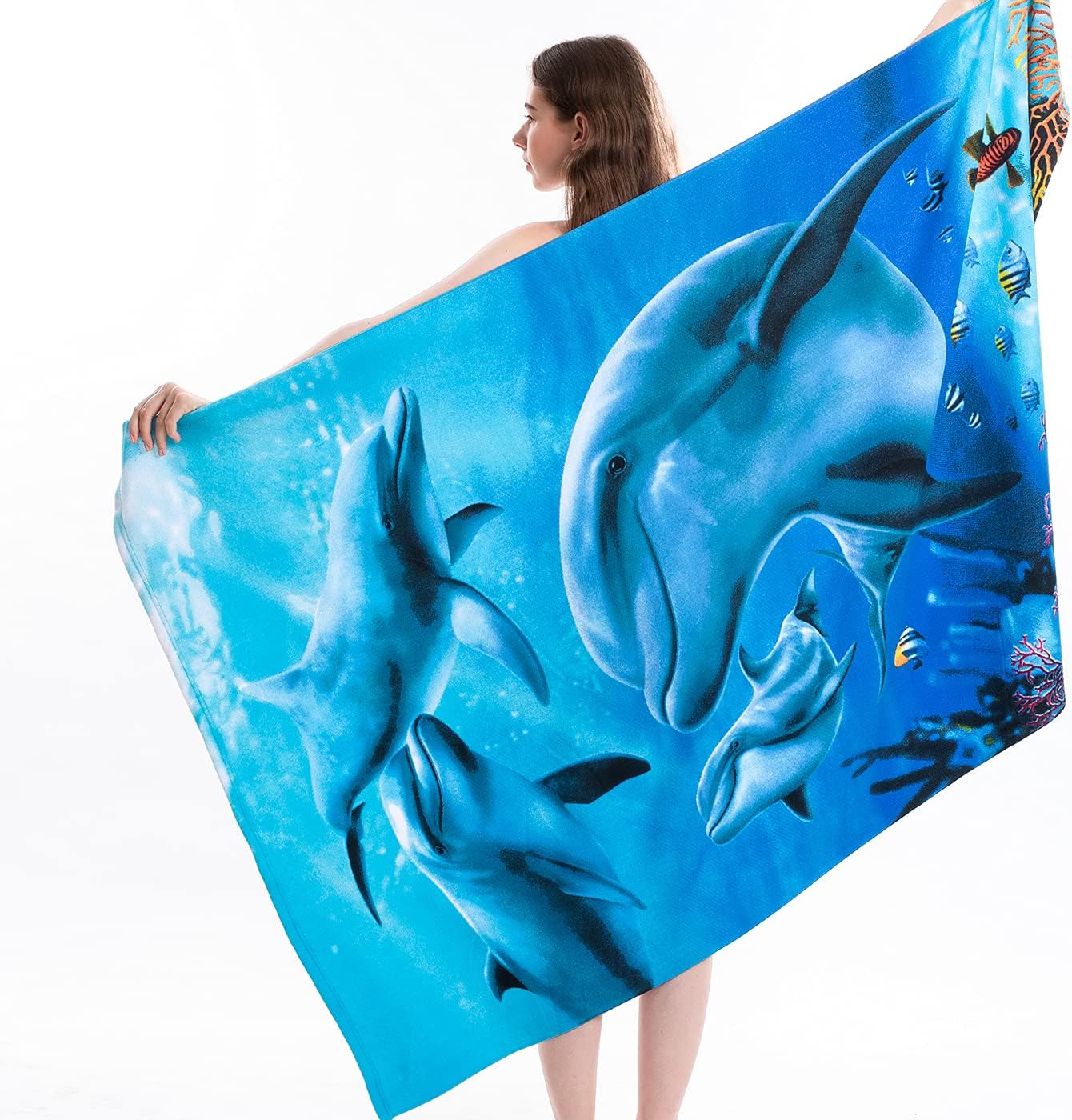 RYGAR Oversized Beach Towel Extra Large Beach Blanket Towels Portable Ultra Soft Super Water Absorbent Microfiber Striped Swim Bath Towels for Girls Women Adults 40x70 inch (Blue, 40×70")