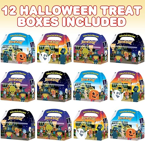 Miniatura 9 de ArtCreativity Bolsas de golosinas de Halloween, juego de 24 bolsas de papel y 24 calcomanías, bolsas de dulces de Halloween de 10 pulgadas con