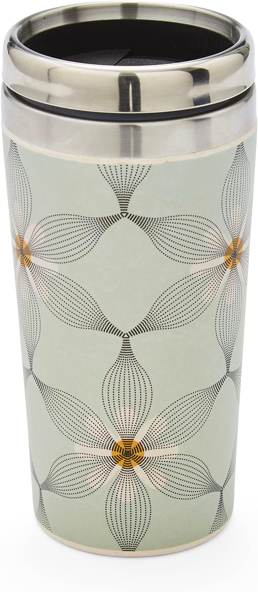 Cooksmart Bamboo Fibre Stainless Steel Insulated Travel Mug | Lovely British Designs | Leak Proof Coffee Mug Perfect for Everyday Use (Purity)