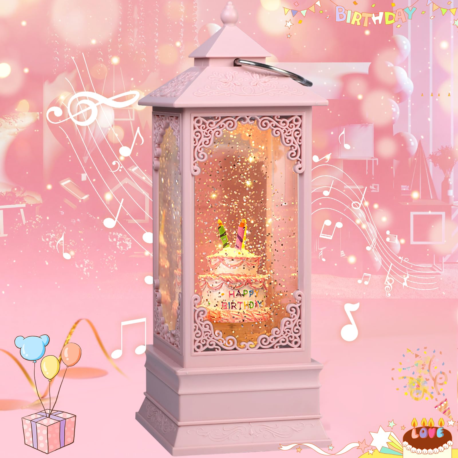VITAKEO 360 Birthday Cake Music Lamp - Rotating LED Light Present (11.4