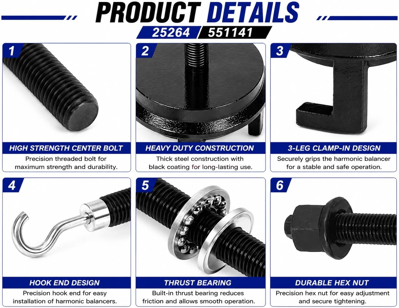 25264 551141 Harmonic Balancer Puller and Installation Tool Set Compatible with GM LS LT Series V8 LS1 LS2 LS3 LS4 LS6 LSX LSA LQ4 LQ9