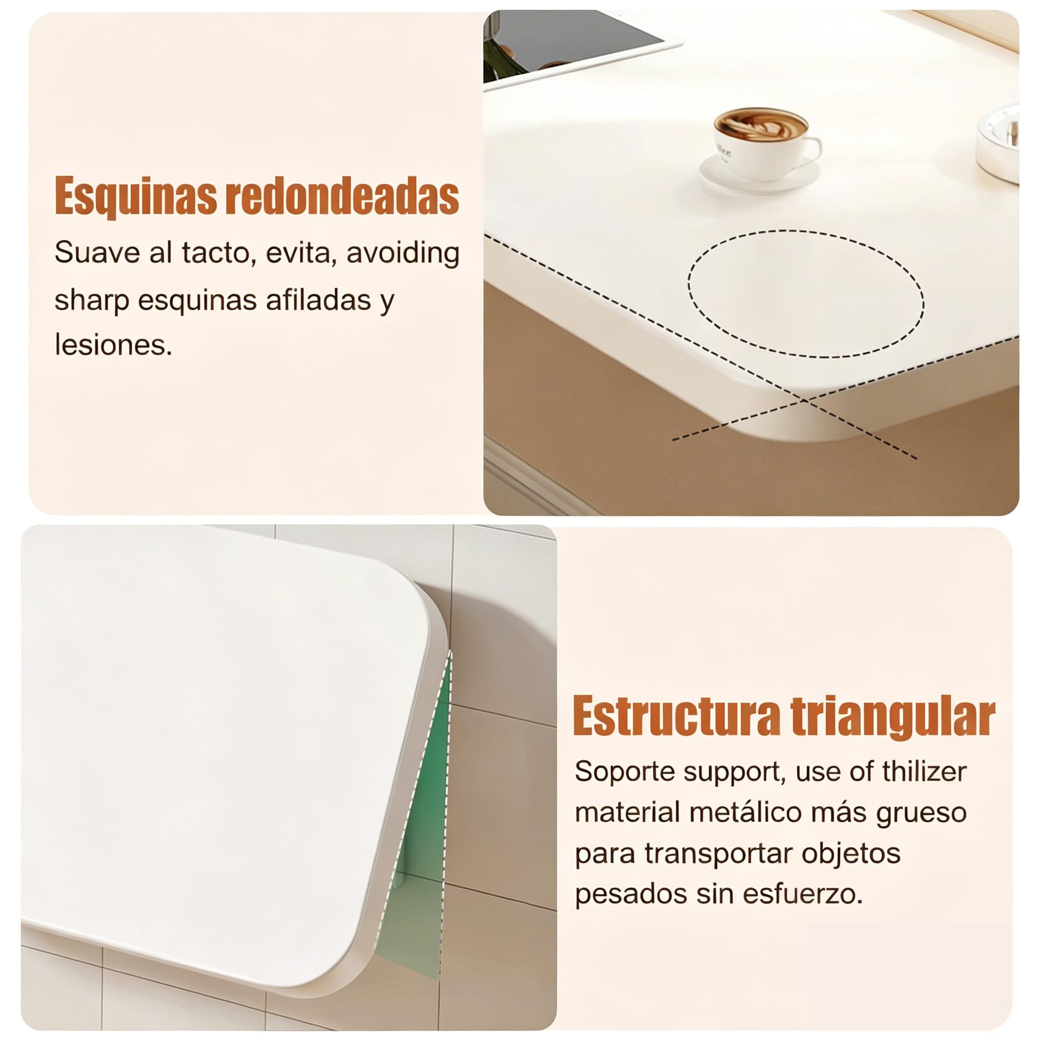 Mesa Plegable de Pared 80 x 40 cm, Mesa Abatible Multifuncional para Cocina, Comedor y Estudio, Escritorio Flotante Ahorrador de Espacio, Blanco