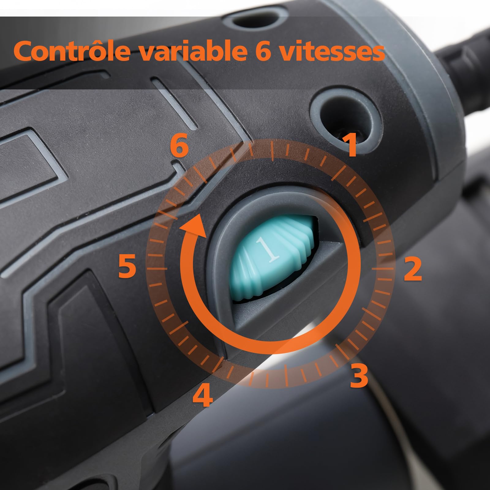 Ponceuse Orbitale Excentrique 320W, 6 Vitesses Réglables (8000–13000 tr/min), Plateau de Ponçage 125mm, 16 Disques Abrasifs, Ponceuse Électrique pour Bois et Métal avec Câble 3m