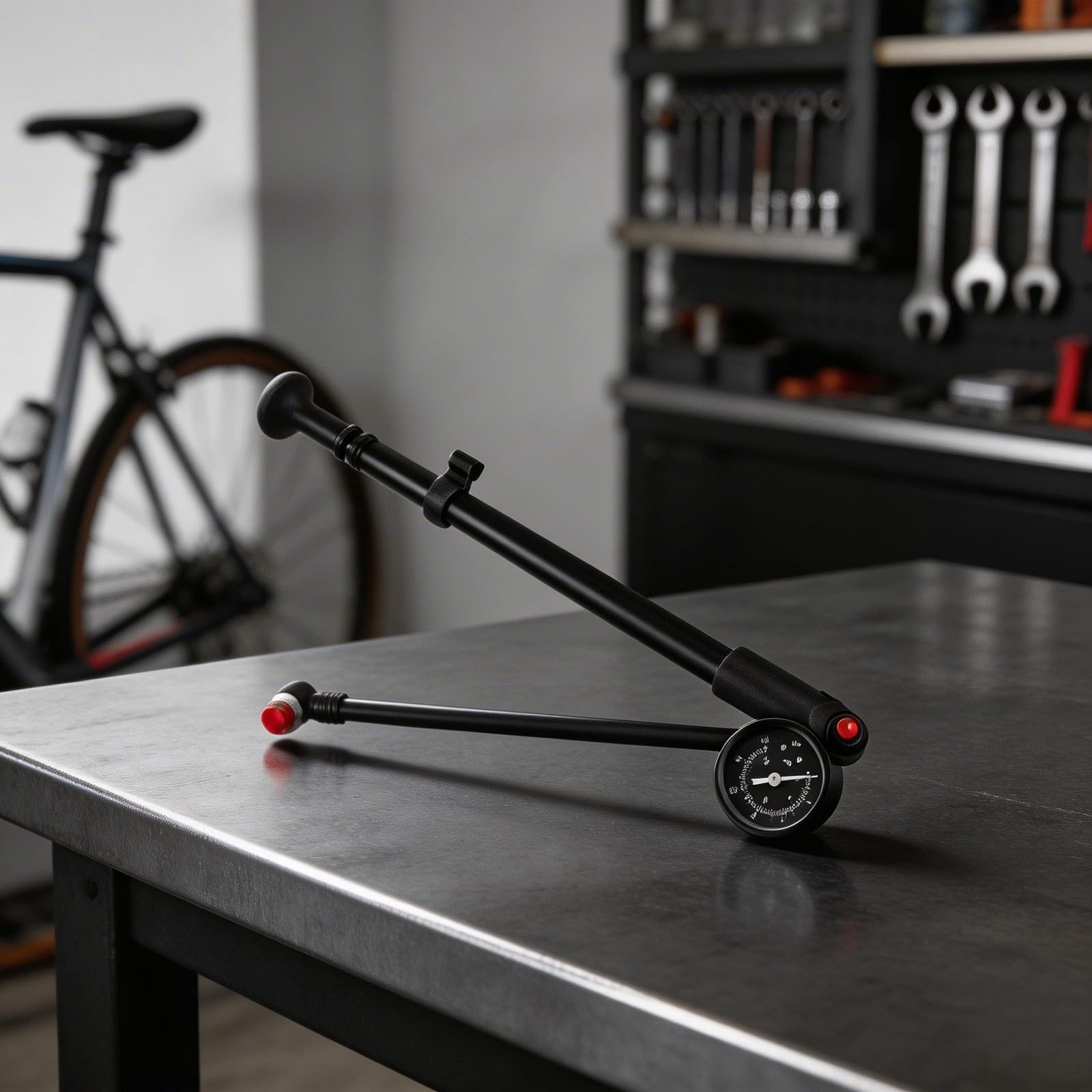 Pompe à vélo haute pression pour systèmes de suspension, gonfleur de choc 300 PSI avec jauge de précision, compatible avec et valves, pour construction en aluminium