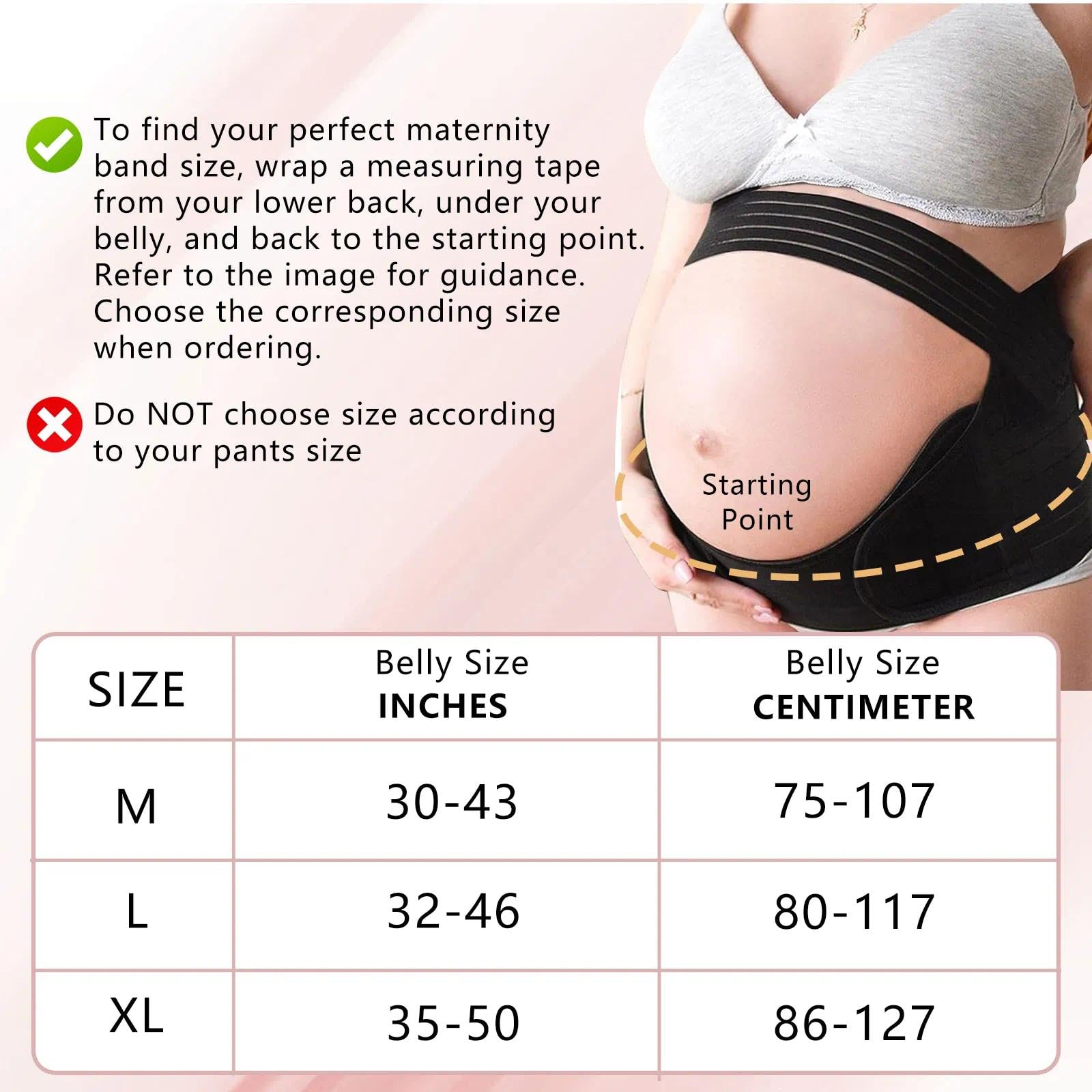 Faja Embarazada Sujeción, Banda De Maternidad Para El Embarazo, Cinturón Maternidad para Embarazo, Alivia el dolor de espalda y pélvico, Suave Transpirable (Negro,M) — view 2