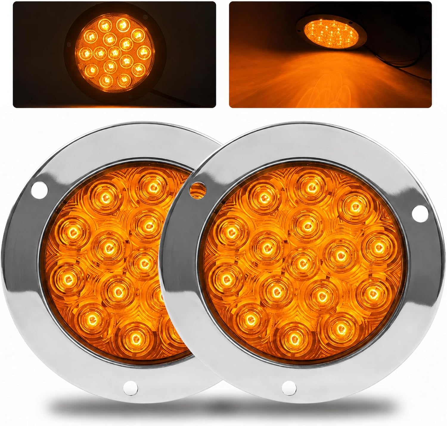 LIGBT 4 Inch Red Led Round Trailer Tail Lights 4" led Trailer Stop Brake Turn Tail Lights 16 LED Waterproof led Trailer Lights for Boat Truck RV