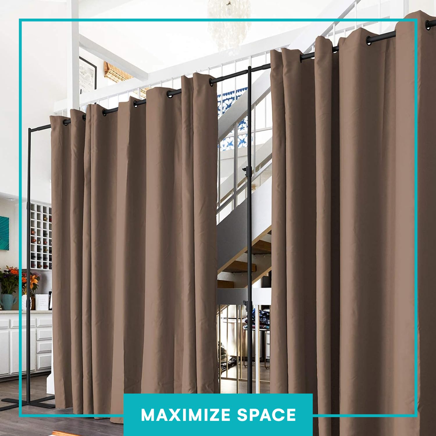 RoomDividersNow Separador de Cortinas, Tabique, 274cm Alto x 304cm Amplio (Marrón)