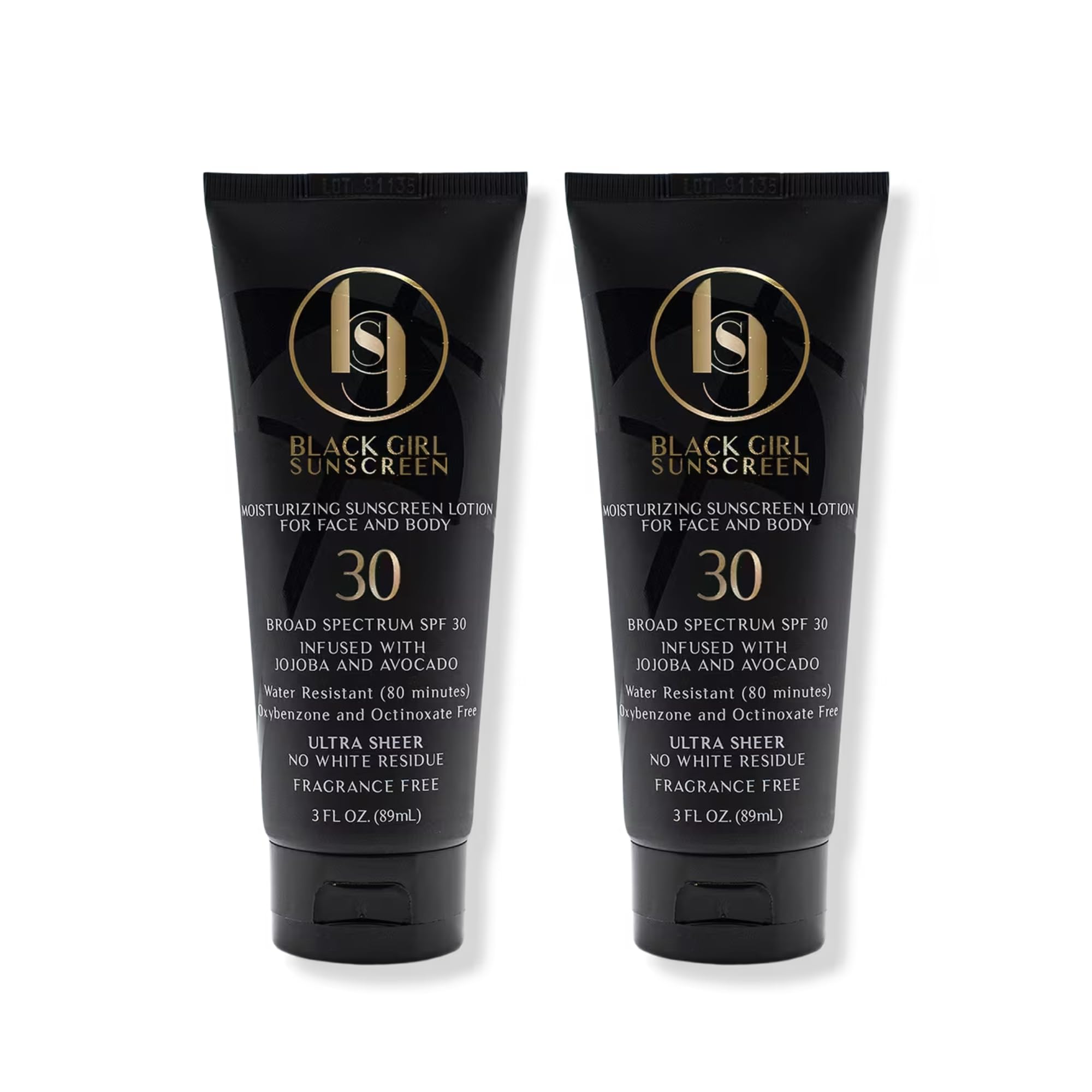 Black Girl Sunscreen SPF 30 for the Face & Body - Moisturizing Sun Protection, SPF 30, Sun Lotion for Women, Ultra Sheer, Travel Size, No White Cast for Melanin Rich Skin - 3 fl oz, 2-Pack