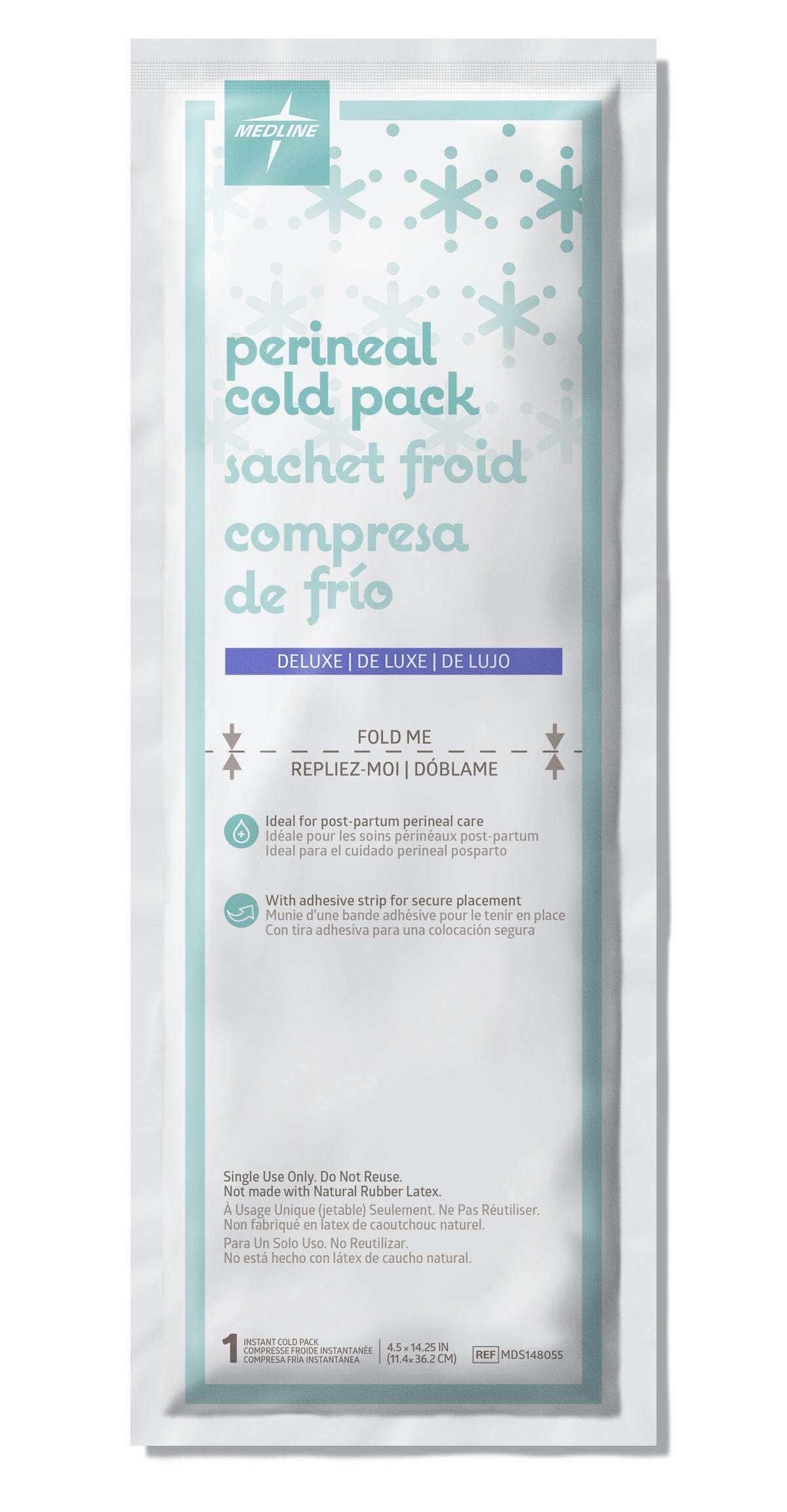Medline Deluxe Perineal Cold Packs with Adhesive Strip, 4.5 x 14.25 (Pack of 24), postpartum, great for new moms