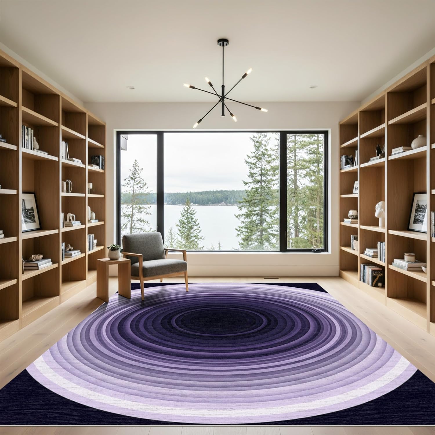 Tapis salon grand 200x290cm tapis antidérapant doux violet moderne