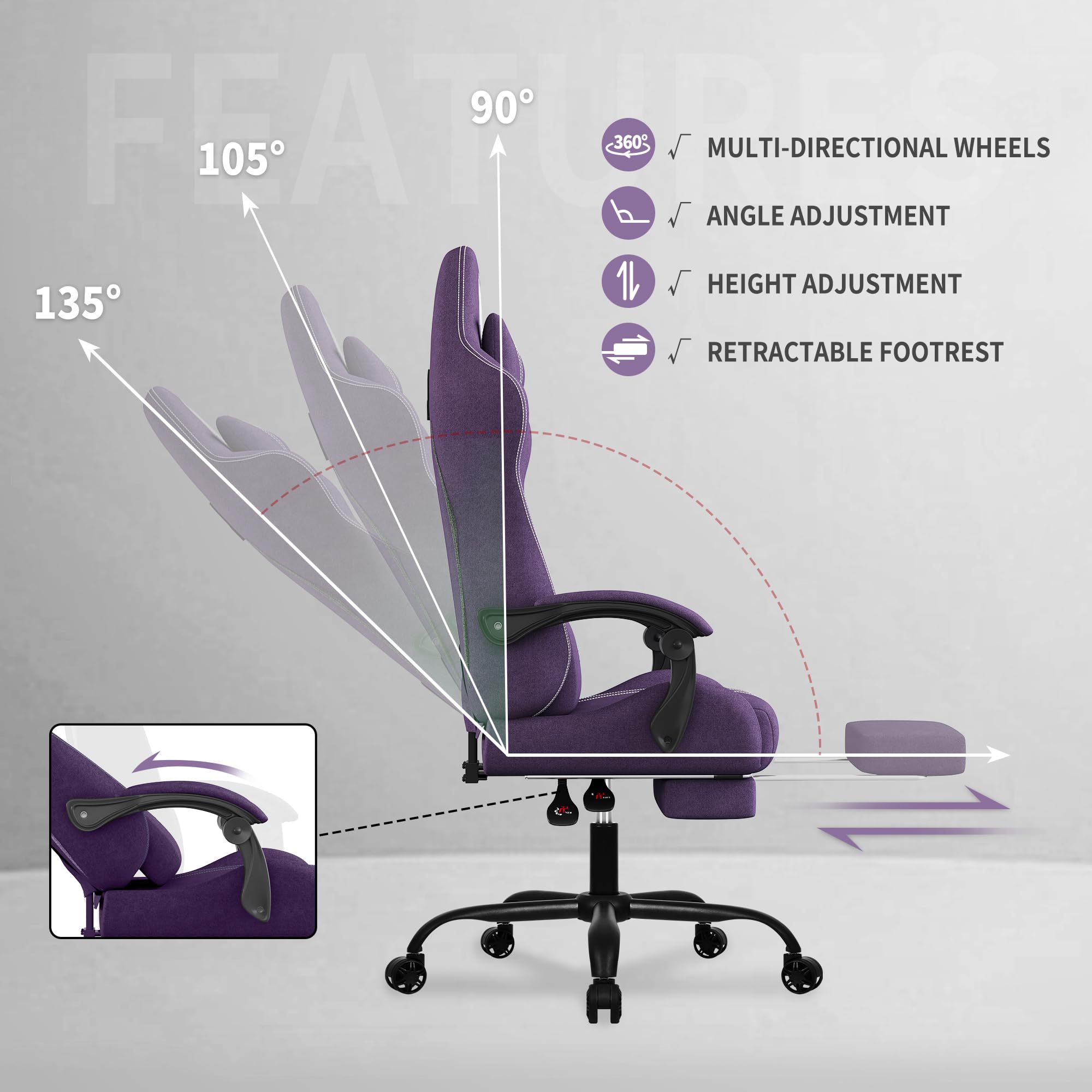 SITMOD Sedia gaming con Poggiapiedi, Ampia Sedia da Ufficio Ergonomica Imbottita, Alta Capacità di Carico, Sedia per Computer con Schienale Alto e Poggiapiedi, Tessuto a rete