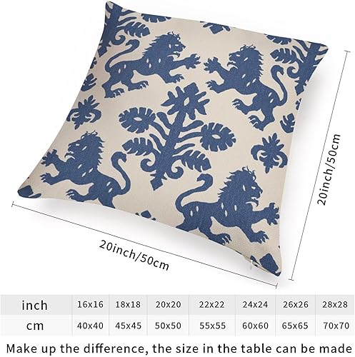 Miniatura 3 de Fundas de cojín chinoiserie japonesas, color beige, azul marino, regalia, león, almohada decorativa de león chino antiguo, para sofá, sala de estar,