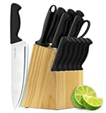 Knife Set&comma; 14-Piece Kitchen Knife Set&comma; German High Carbon Stainless Steel&comma; Durable Knife Block&comma; Black
