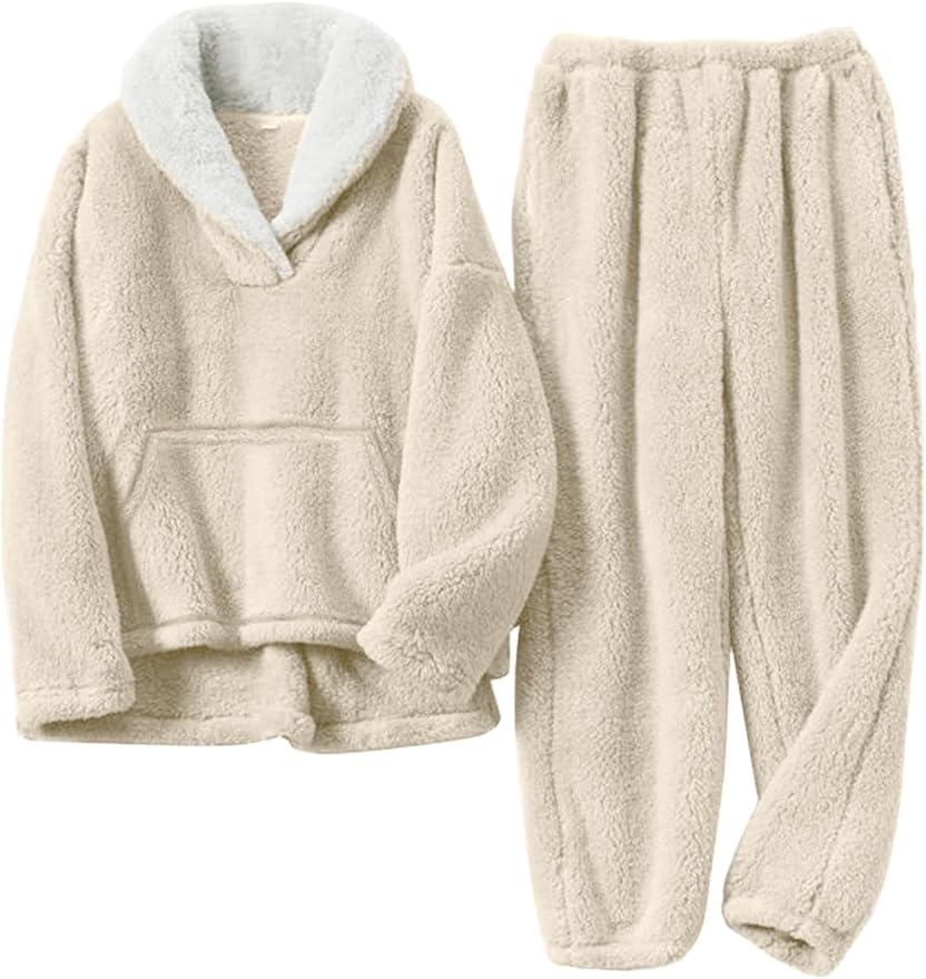 Women's Fluffy Fleece Pajamas Set 2 Piece